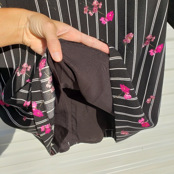 CeCe black pink floral confetti striped shift dres - Picture 5 of 8